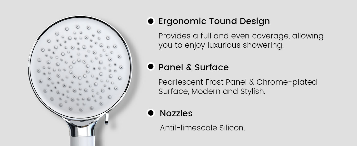 Shower Head, Newentor High Pressure Shower Heads with 6 Modes Large Shower Head Filter Full