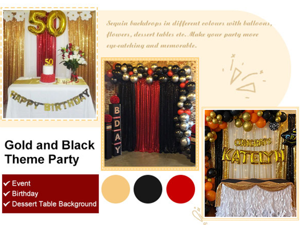 gold and black red party
