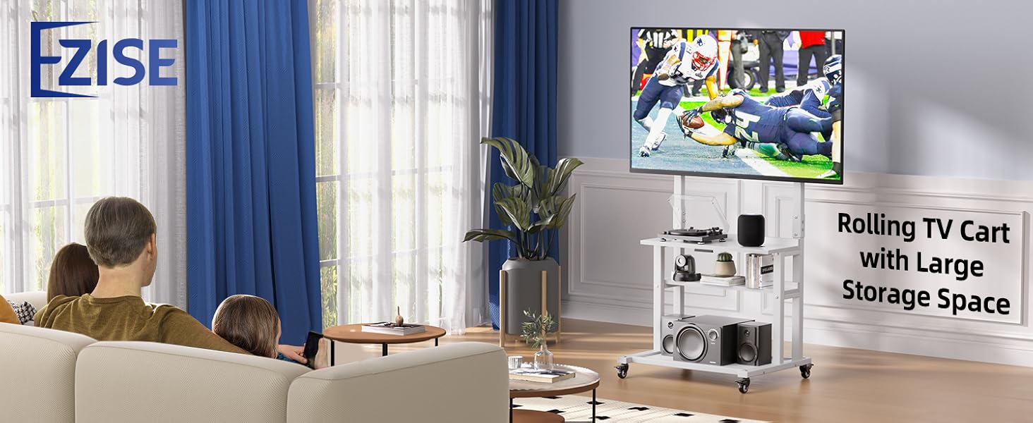  Mobile TV Cart with Wheels