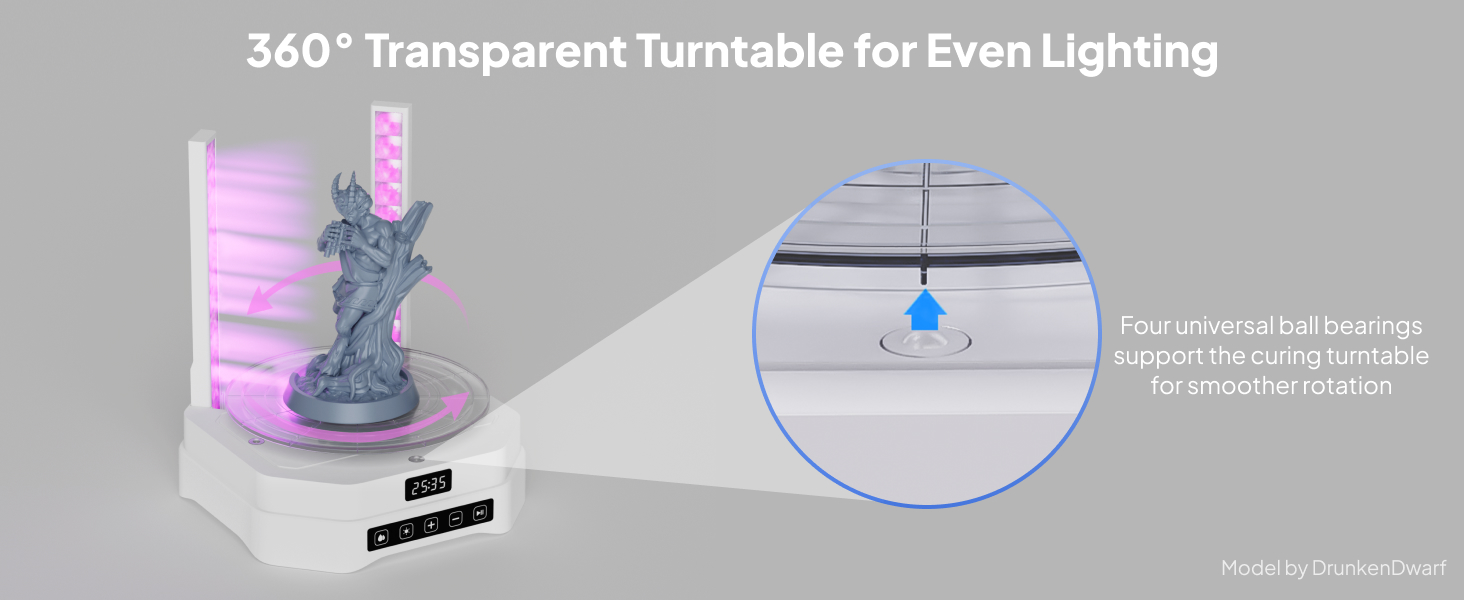 ELEGOO Mercury Plus 3.0 Wash and Cure 360° Transparent Turntable for Even Lighting