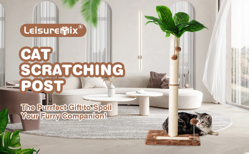 Leisuremix Cat Scratching Post 31.5" Tall Sisal Scratch