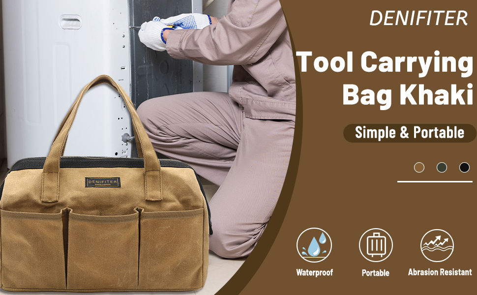 Tool Bag, 13-inch Heavy Duty Wide Mouth Water-Resistant