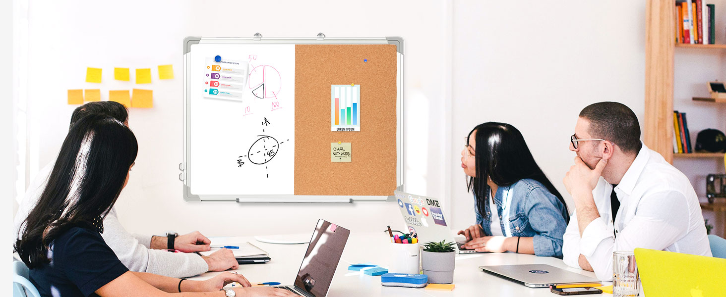 DoubleSided Combination White Board & Cork Board