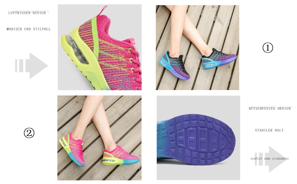 Rutschfeste Walkingschuhe Schwarz Grau Rot turnschuhe damen laufschuhe sneaker sportschuhe 