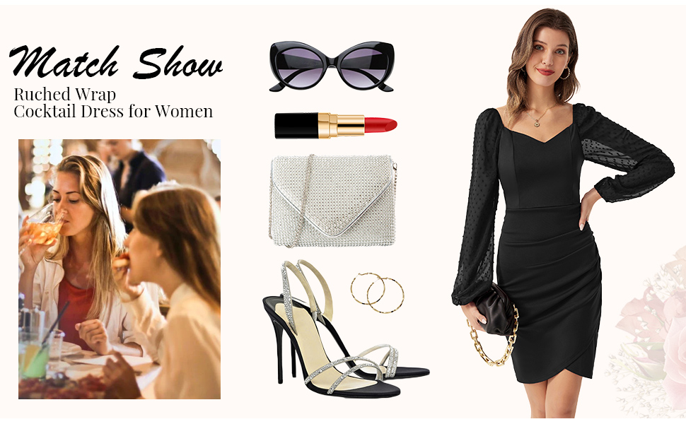 GRACE KARIN abito tubino donna elegante manica trasparente