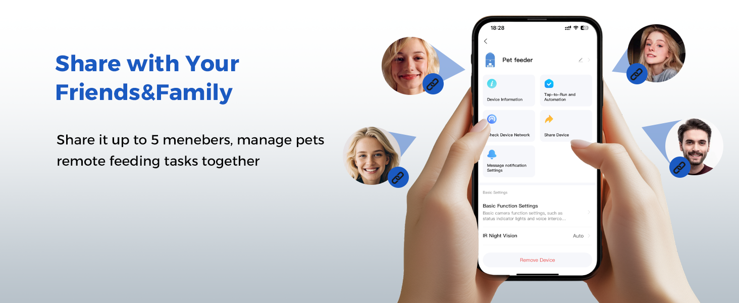 Smart Life app interface for sharing pet feeder control