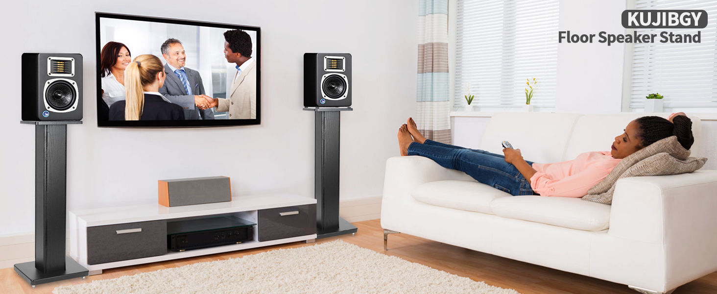 KUJIBGY 2Pcs Universal Speaker Stands 24in Height Bookshelf