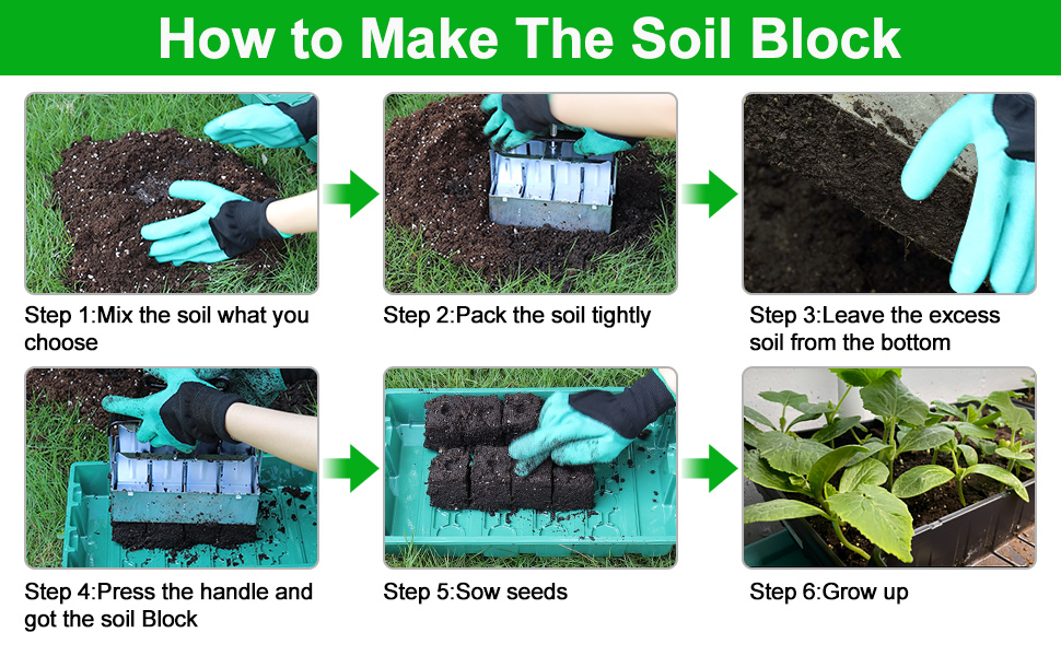 Upgraded Soil Blocker, Soil Block Maker 2 inch, 8 Cell
