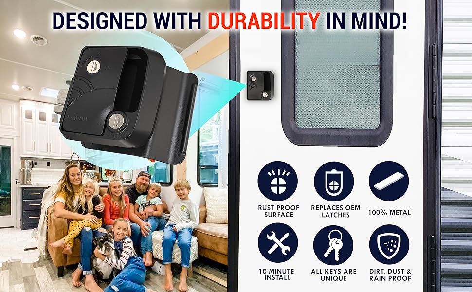LATCH.IT RV Door Lock Replacement Class C Mechanical RV Lock All Metal Camper Door Locks