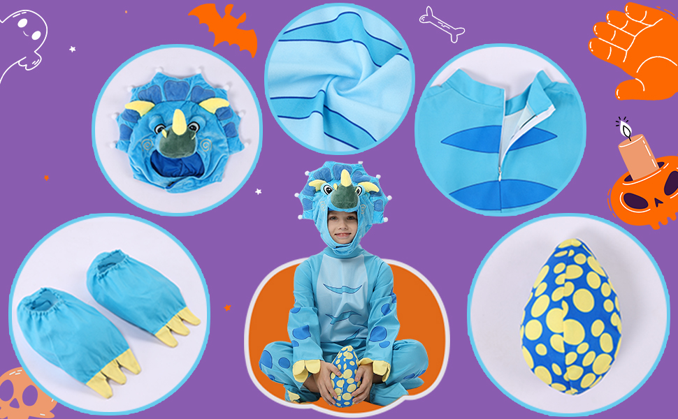 Dinosaur Costume for Kids, Halloween Costumes for Toddlers Boys Girls, Triceratops