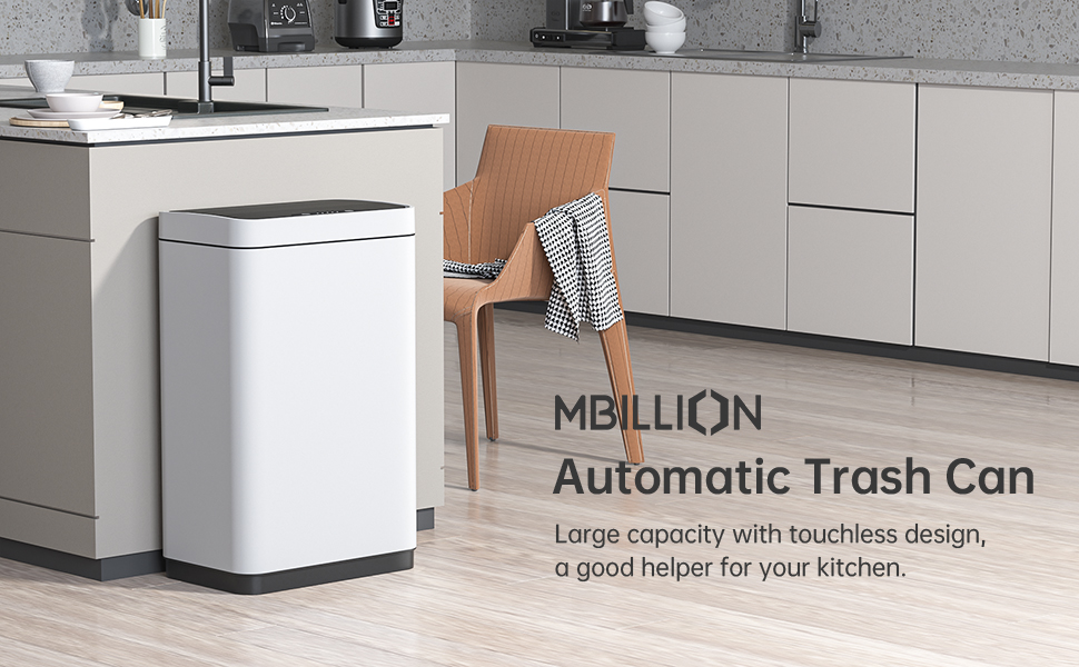 Mbillion Automatic Trash Can Touchless Trash Cans 15 Gallon Motion Sensor Trash Can Stainless
