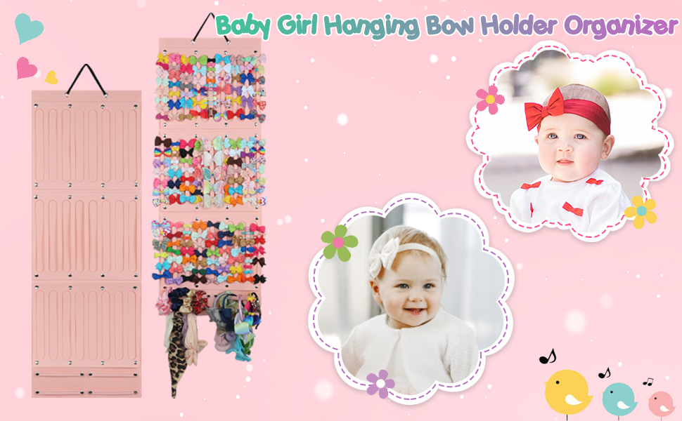 Baby girl hanging bow holder organizer