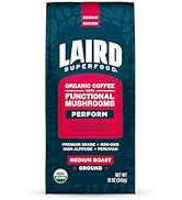 Laird Superfood Peruvian Medium Roast Coffee with Functional Mushrooms, Certified Organic Peruvia...