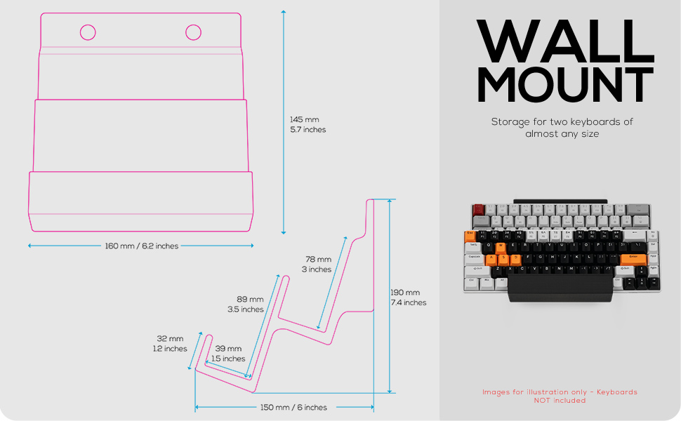 BRAINWAVZ Dual Gaming Keyboard Stand for Wall Mounting