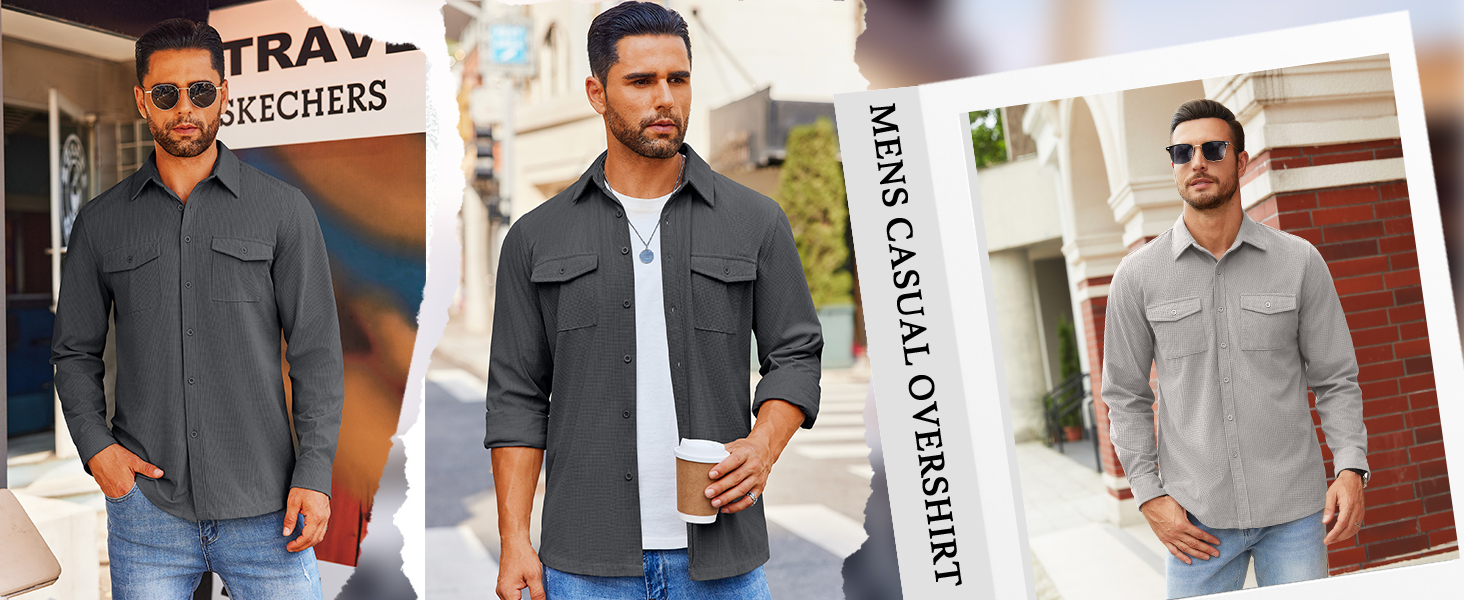 mens waffle button up shirt long sleeve waffle shirts for men