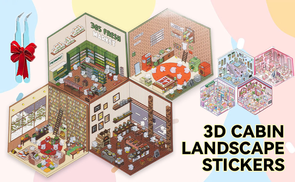 Isometric Sticker Book,Isometric Sticker Pack,Room Sticker