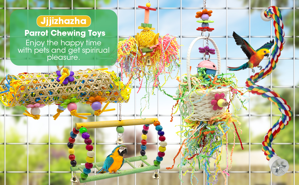 Bird Colorful Chewing Toys, Parakeet Foraging Shredder Toys,Parrot