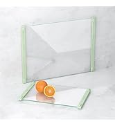 LANGBOHOS 2 PCS Tempered Glass Cutting Board for Kitchen with Rubber Handle-Non Anti slip and Eas...