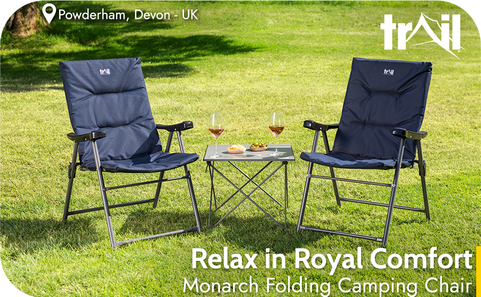 Trail Monarch Folding Camping Chair Padded High Back Outdoor Garden