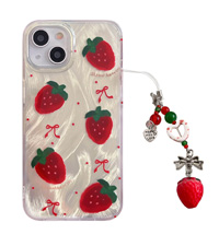 Amazon.com: Cute Glitter Strawberry Phone Case with Charm