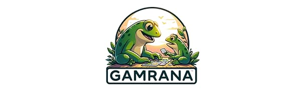 Gamrana company logo with parent and child frog gaming together