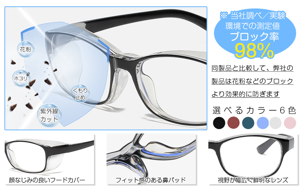Amazon.co.jp: [KOKOBI] 花粉症 メガネ 花粉防止メガネ 花粉 症