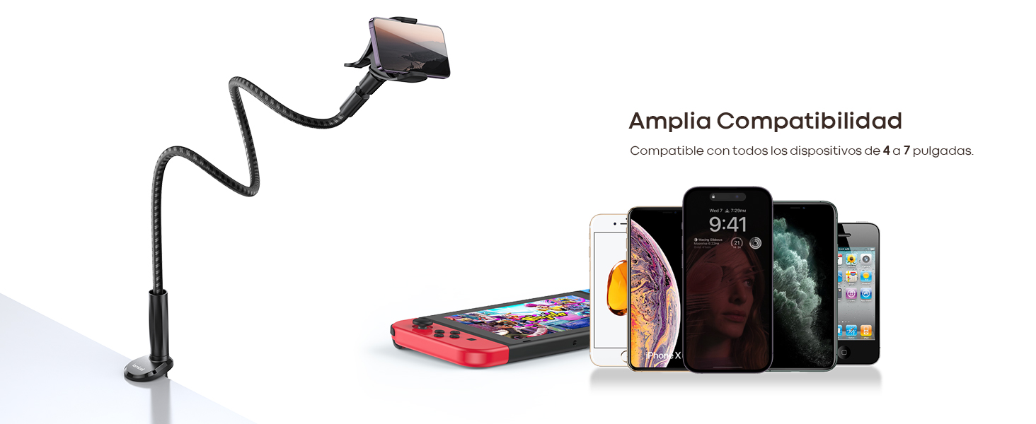 Lamicall Soporte para Celular Flexible Brazo - Nueva Versión Nylon Trenzado, Base para Celular