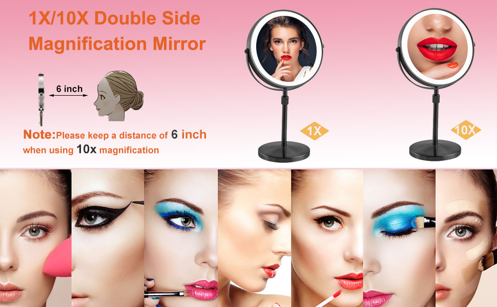 AIKELIN Lighted Makeup Mirror,Height Adjustable Vanity