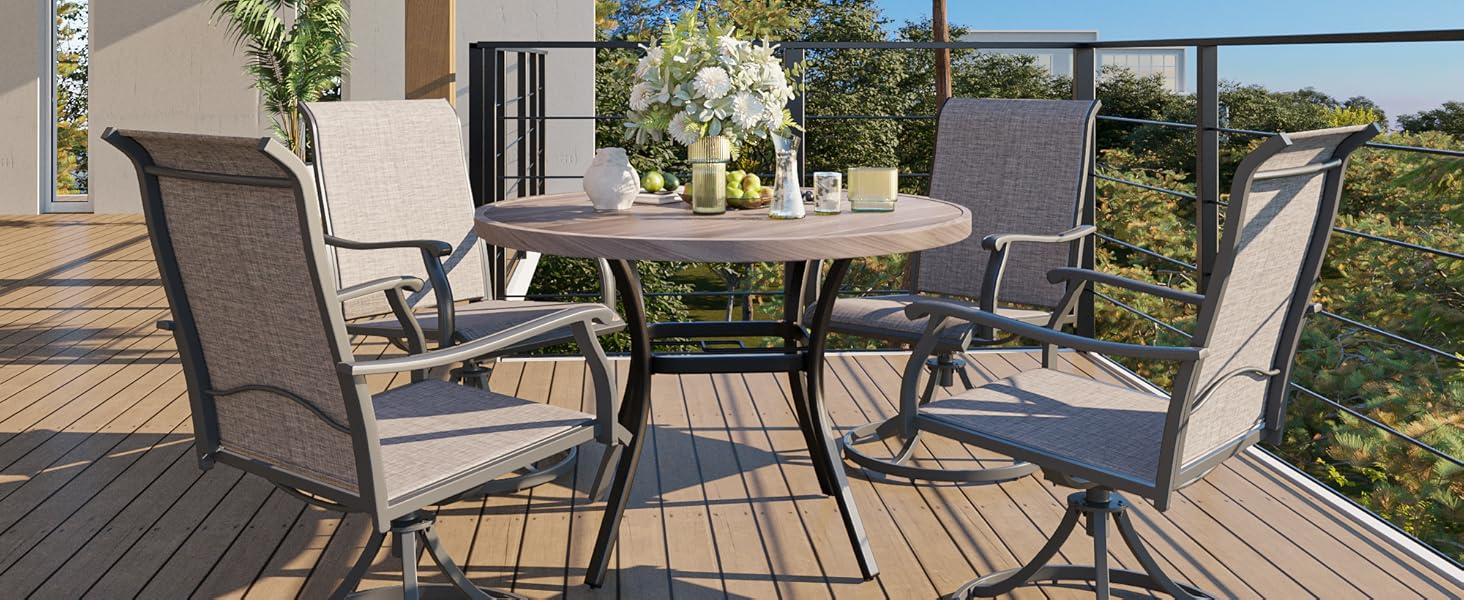 DIFY Outdoor Dining Table for 4, Round Patio Table with