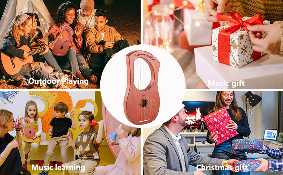 LIEKE 7 String Lyre Harp Instrument with Tuning Wrench