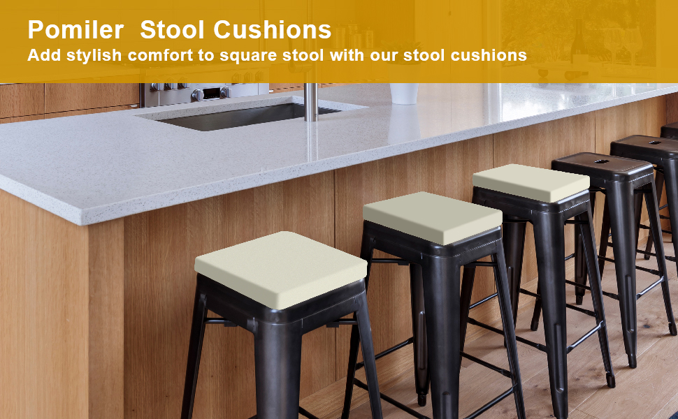 POMILER 12" Square Thickened Bar Stool Cushions Set of 4