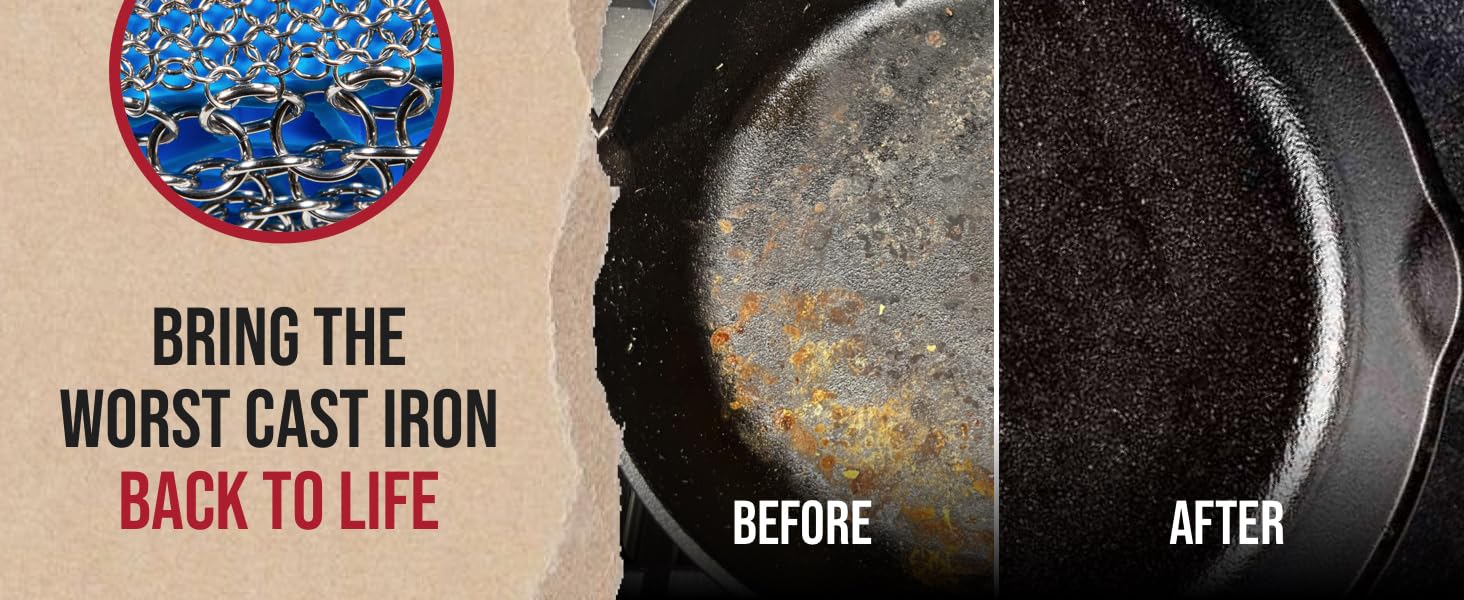 Knapp Made Combo Chainmail Cast Iron Scrubber with Silicone