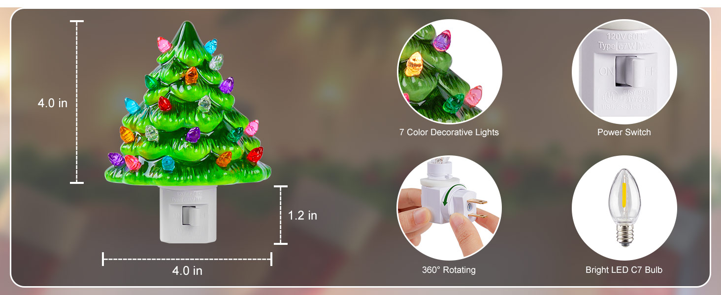 Brightown Ceramic Christmas Tree Night Light