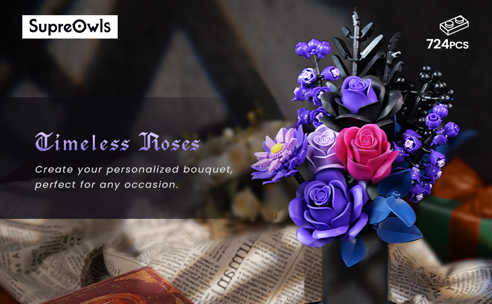 Purple Flower Bouquet Building Set