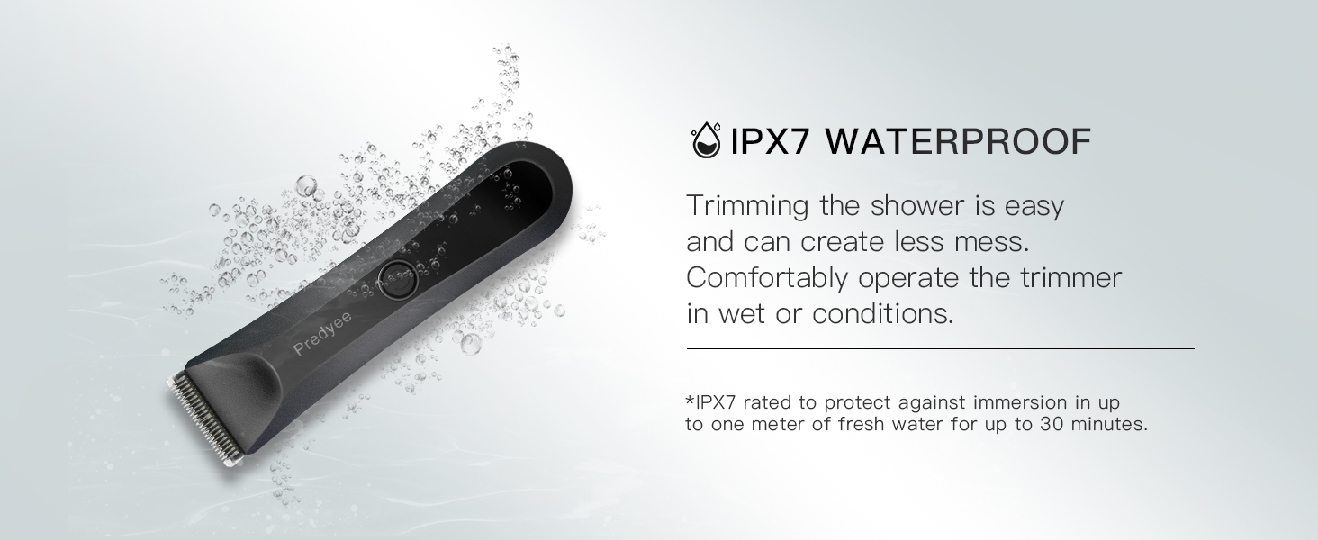 Predyee Electric Groin Hair Trimmer - Replaceable Ceramic Blade Heads, Waterproof Wet/Dry Clippers