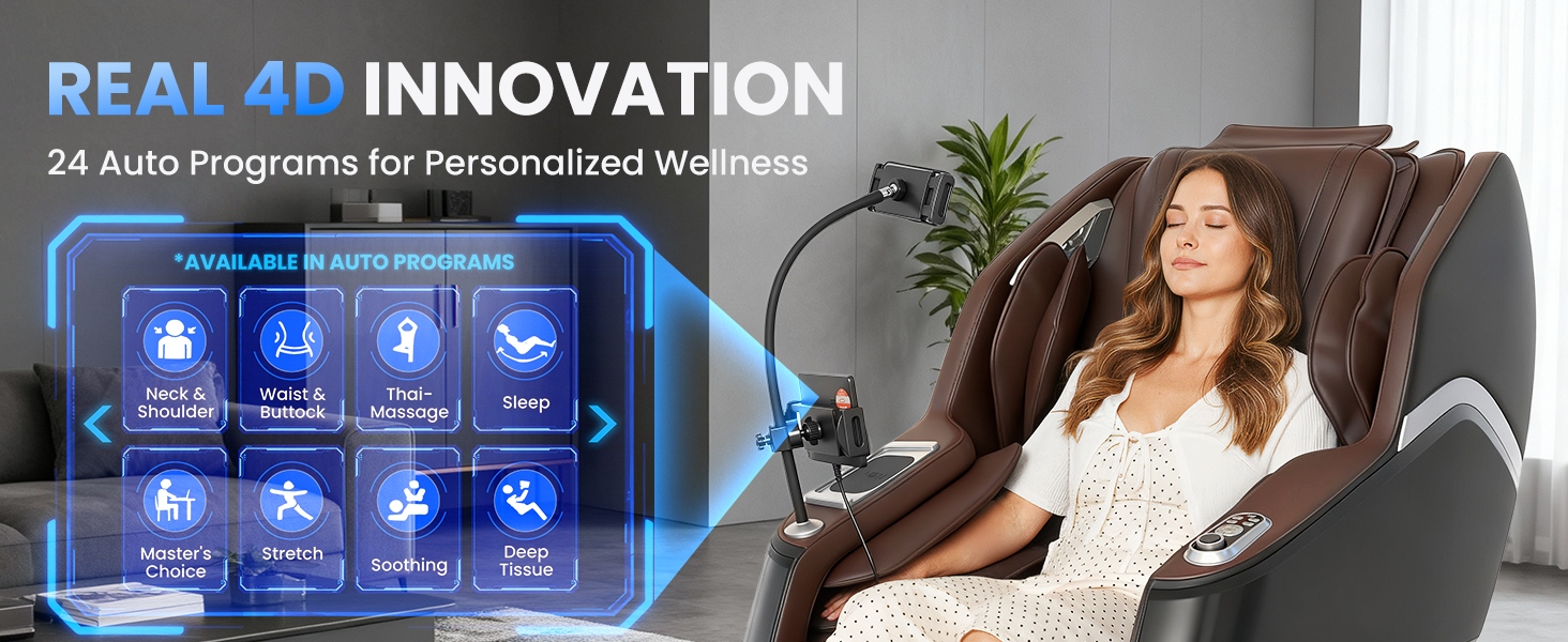 real 4d massage chair with 24 auto modes