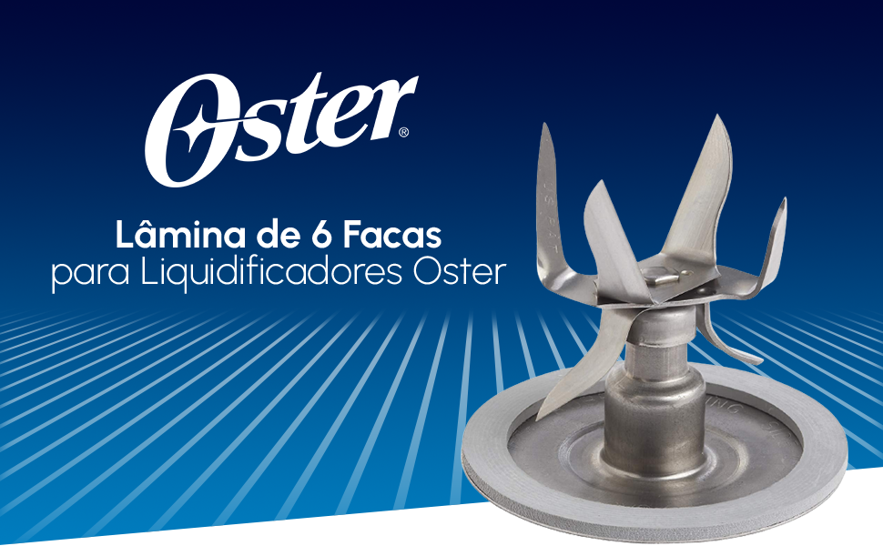 Lâmina de 6 Facas e Anel de Vedação Para Liquidificadores, Oster, Cinza
