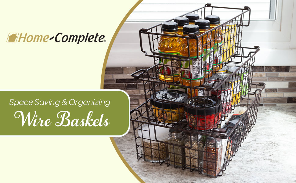 16" Large Stackable Wire Baskets, 3size set