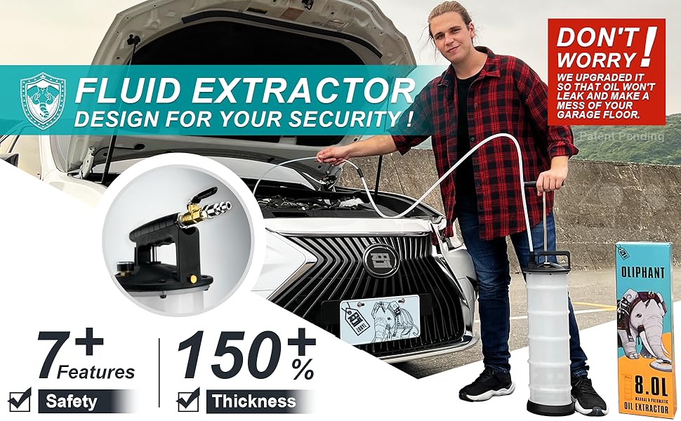 ZOOYL Oil Extractor Pump and Vacuum Fluid Extractor 8L Pneumatic/Manual Fluid Pump