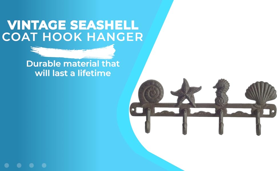 Vintage Seashell Coat Hook Hanger by Comfify Rustic Cast