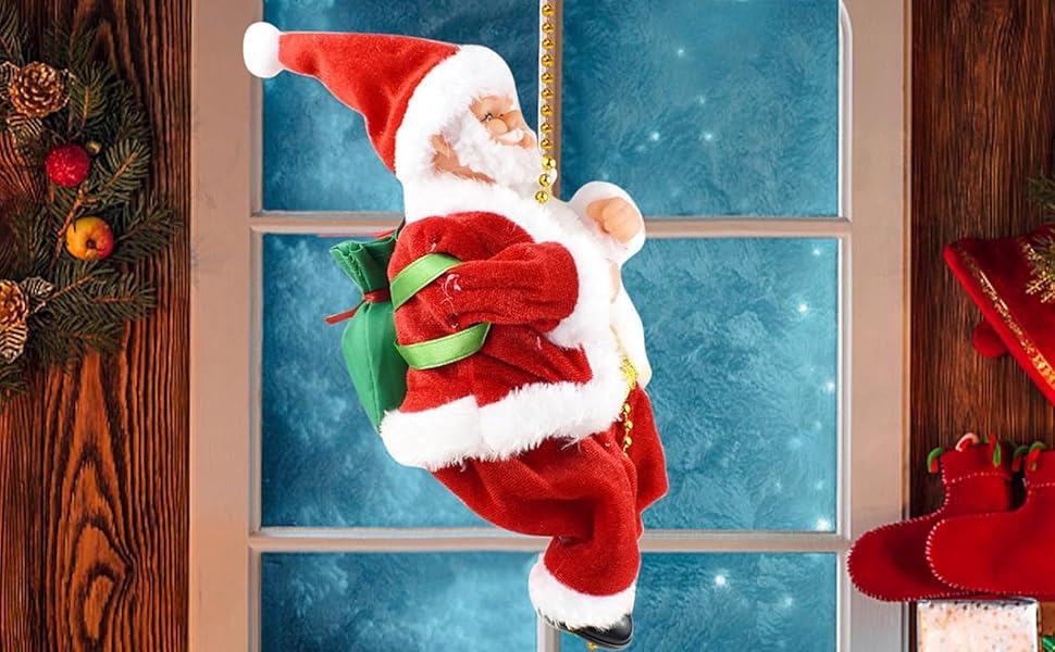Amazon.co.jp: クリスマス飾り サンタクロース 電動クライミング