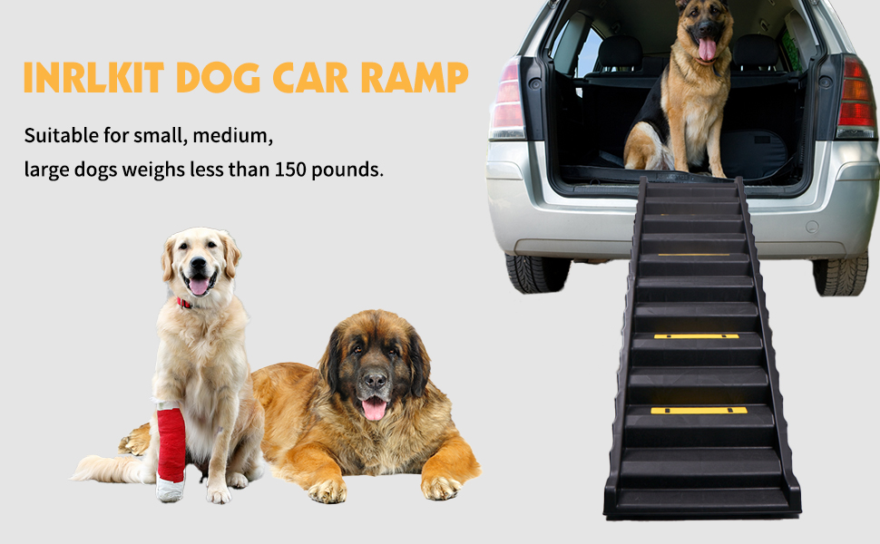 Dog Car Ramps for Large Dogs, INRLKIT Foldable Dog Ramp