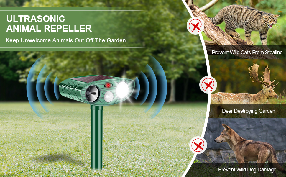 Titifeya Cat Deterrent for Garden Ultrasonic Cat Scarer Solar Powered