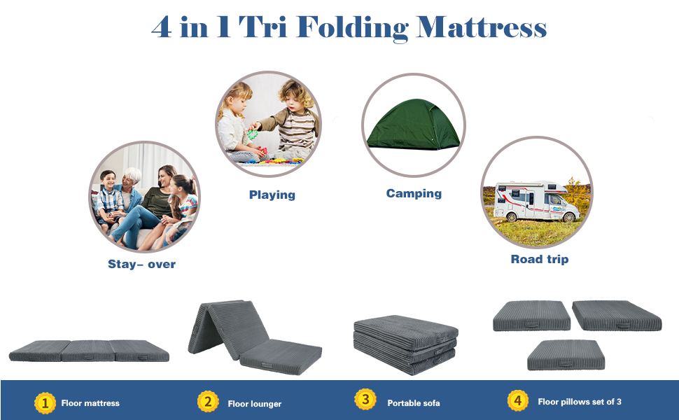 MeMoreCool Folding Mattress 4Inch Memory Foam Foldable