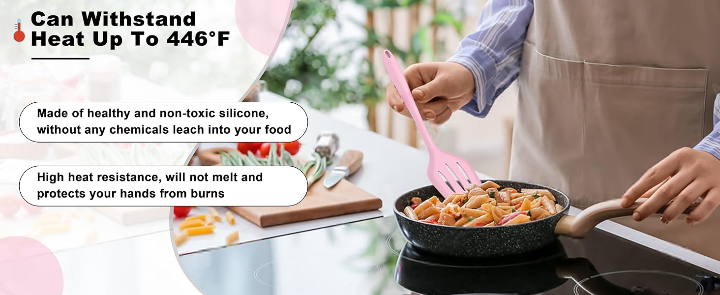 Pink Silicone Cooking Utensil Set of 7