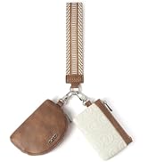 CLUCI Dual Pouch Wristlet Wallet Detachable Leather Keychain Wallet for Women Clutch Zipper Coin ...