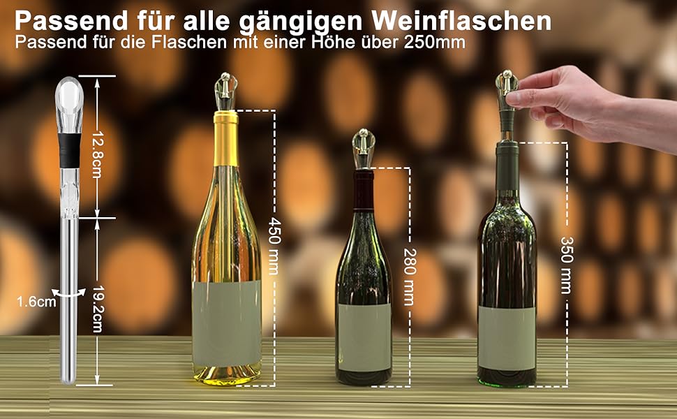 LEBEXY Stainless Steel Wine Cooling Rod with Spout and Decanter Aerator