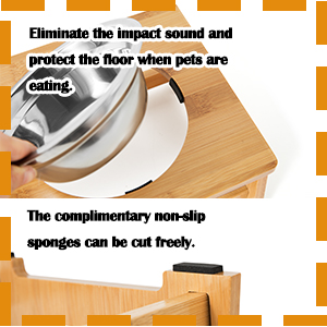Natural Bamboo Wood comfortable eating Stand Non-Slip No Spill Dog Dish raised dog feeder anti-skid