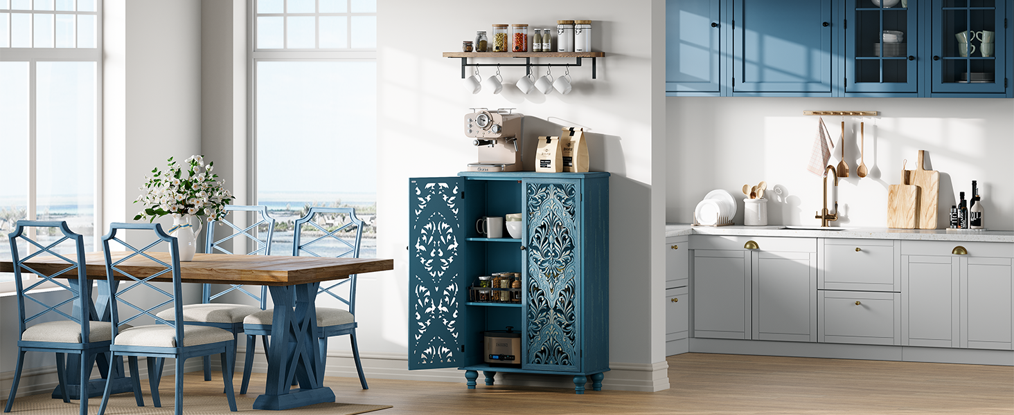 Tall Storage Cabinet,Accent Cabinet with 2 Doors,47" Tall Narrow Cabinet with Solid Wood Legs