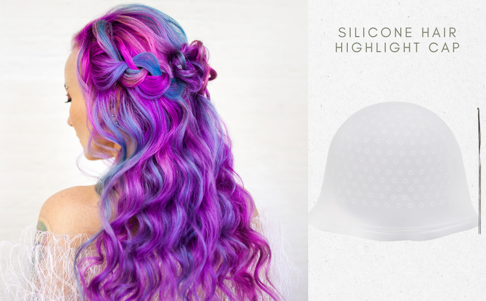 Silicone Highlight Hair Cap with Needle Professional